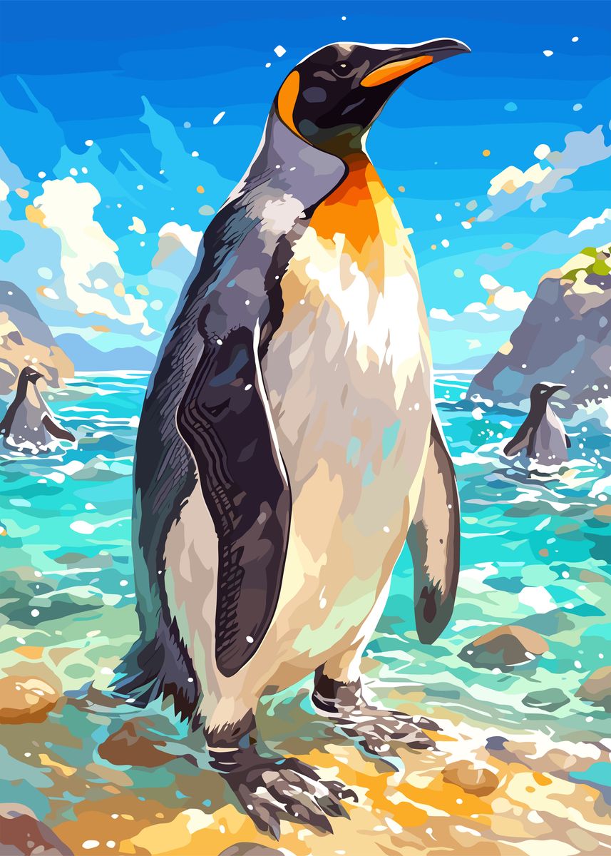 Fanth 'King Penguin on Beach' Poster, picture, metal print, paint by Fanth ...