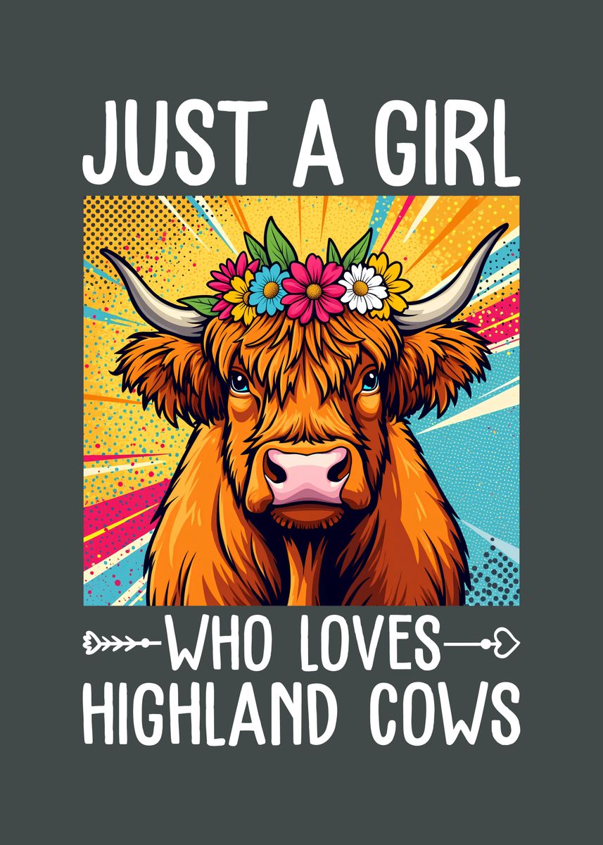 Cow Girl Royle High 'Highland Cow Girl' Poster, picture, metal print, paint by ...
