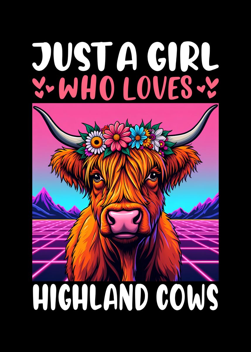 Cow Girl Royle High 'Highland Cow Girl' Poster, picture, metal print, paint by ...