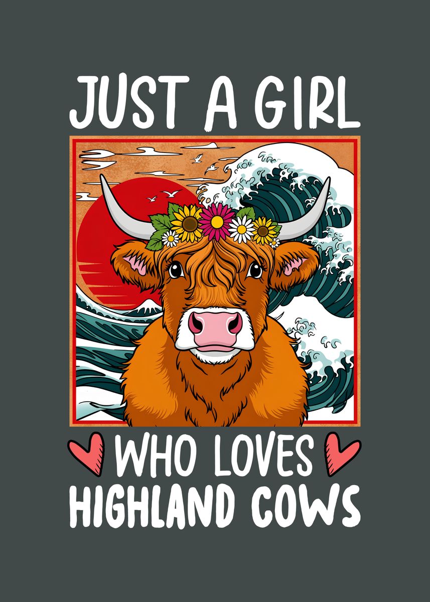 Cow Girl Royle High 'Highland Cow Girl' Poster, picture, metal print, paint by ...