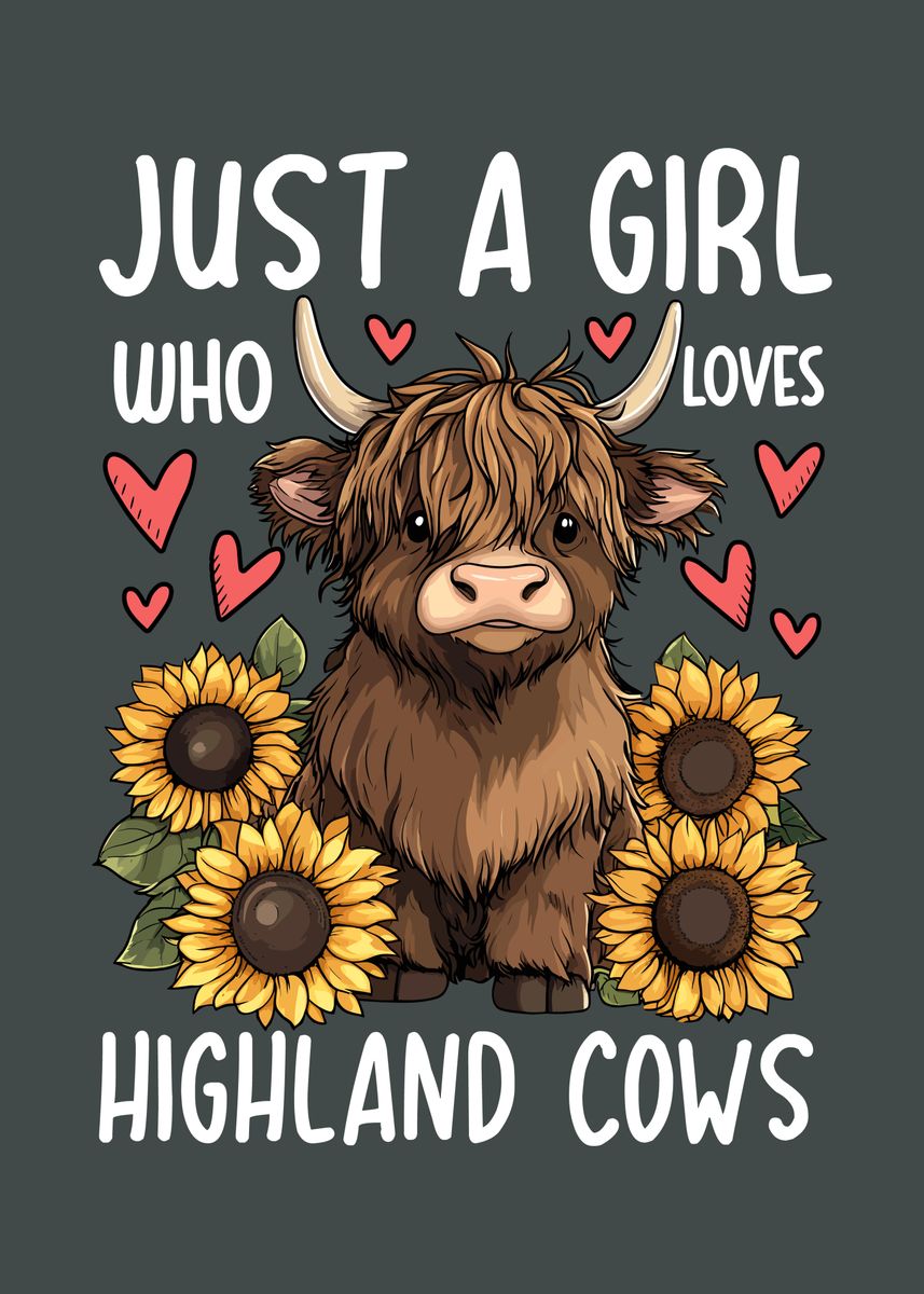 Cow Girl Royle High 'Highland Cow Girl' Poster, picture, metal print, paint by ...