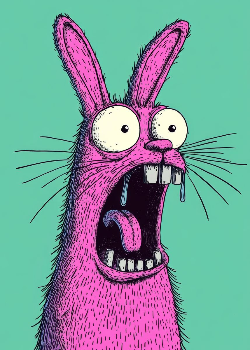 'Screaming Pink Bunny' Poster, picture, metal print, paint by Deja Reve ...