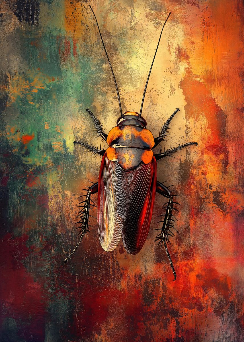 'Cockroach on Abstract Background' Poster, picture, metal print, paint ...