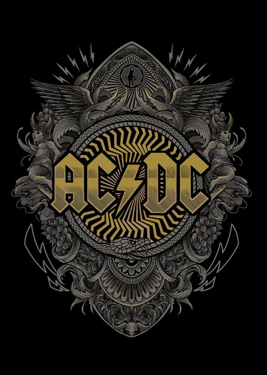 'AC/DC Logo with Ornate Design' Poster, picture, metal print, paint by ...