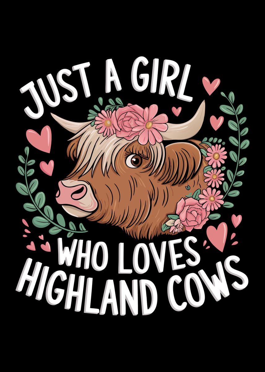 Cow Girl Royle High 'Highland Cow Girl' Poster, picture, metal print, paint by ...