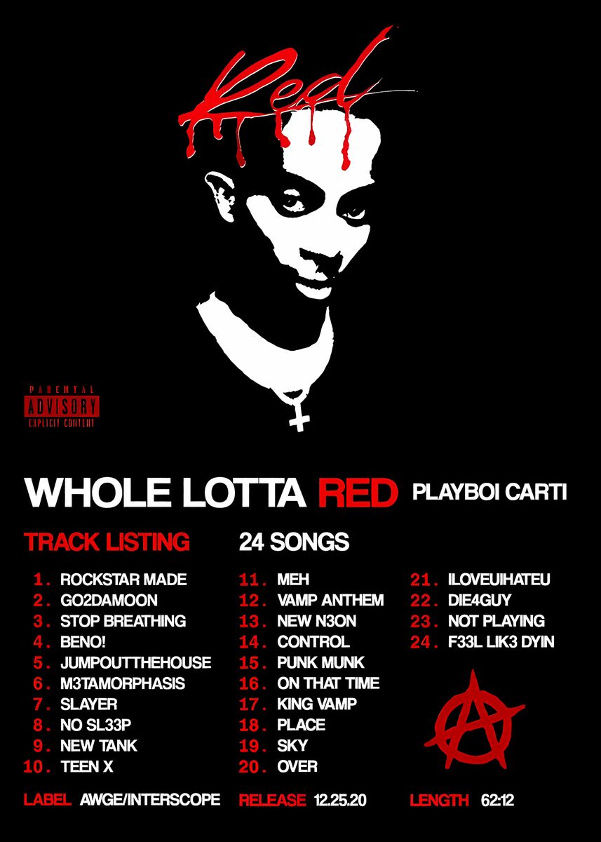 'Playboi Carti Whole Lotta Red Album Cover' Poster, picture, metal ...