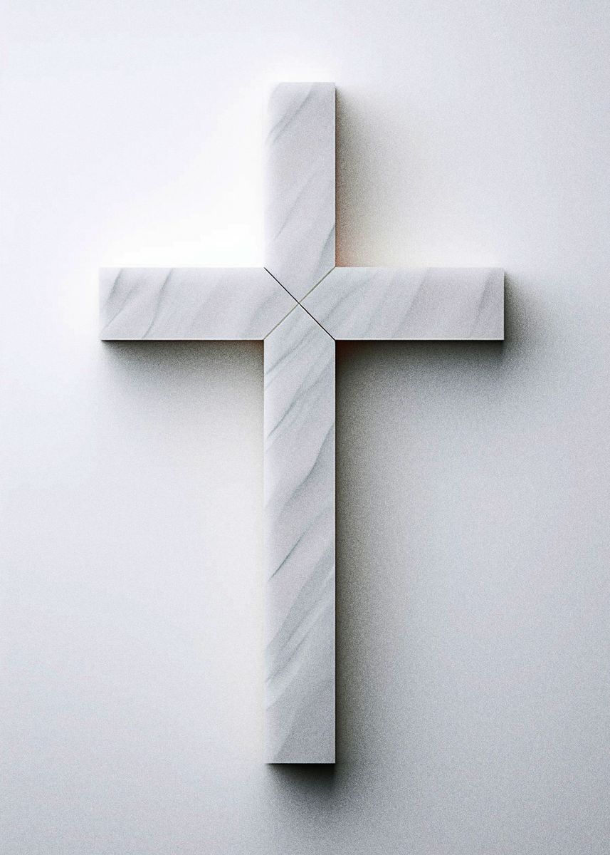 'White Marble Cross' Poster, picture, metal print, paint by almost ...