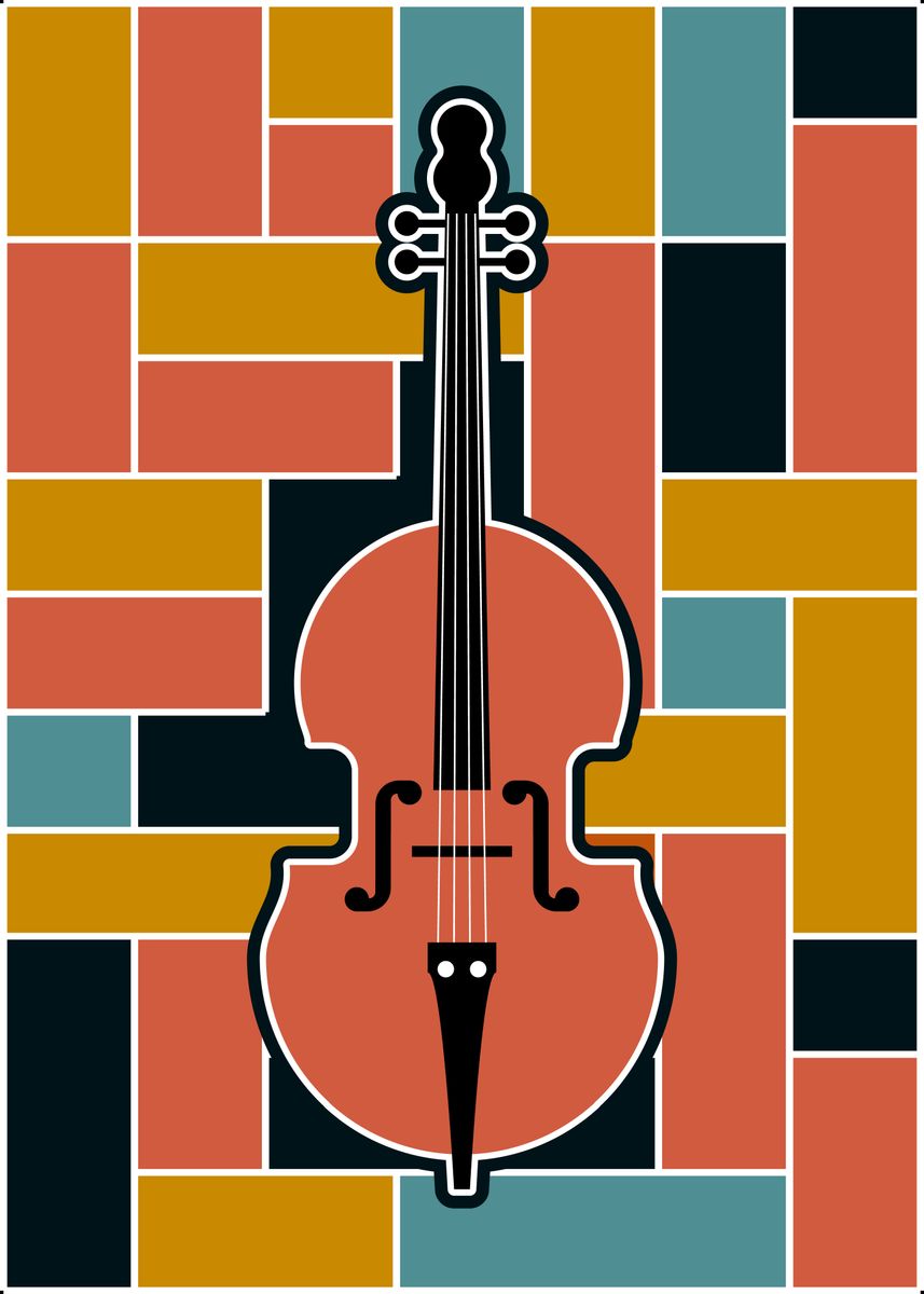 'Geometric Double Bass Art' Poster, picture, metal print, paint by ...