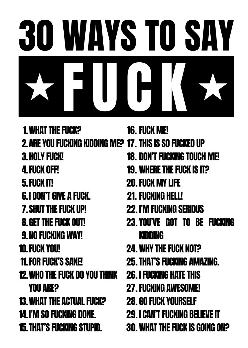 '30 Ways to Say Fuck' Poster, picture, metal print, paint by slamet - How To Say Fuck In Polish