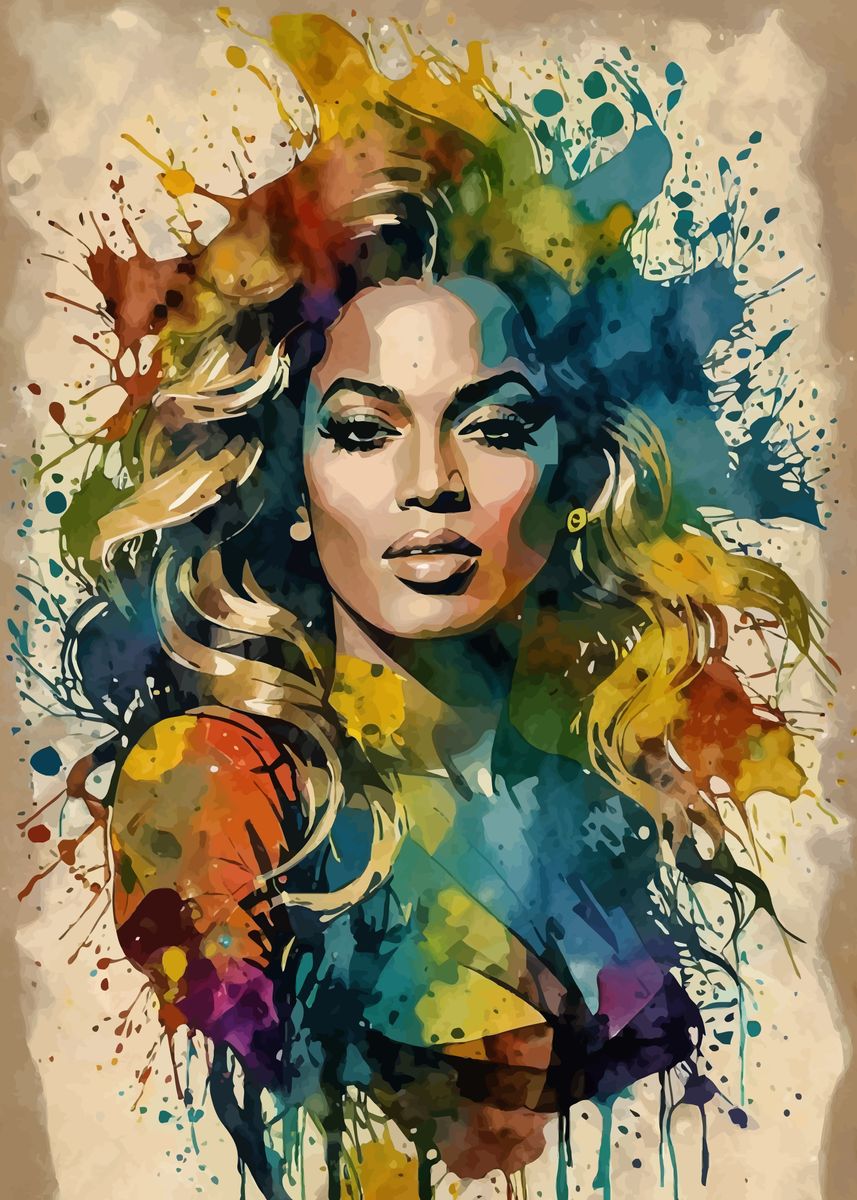 'Beyonce Watercolor Portrait' Poster, picture, metal print, paint by ...