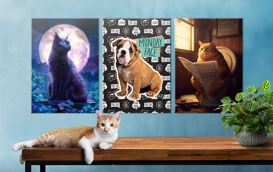 Snuggle some su-paw-star pet posters!